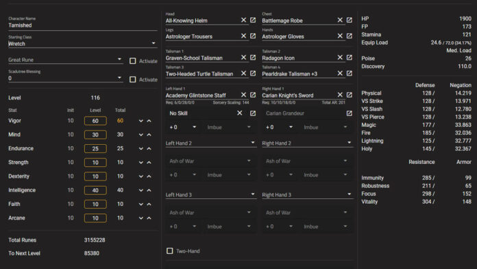 Elden Ring Build Calculator